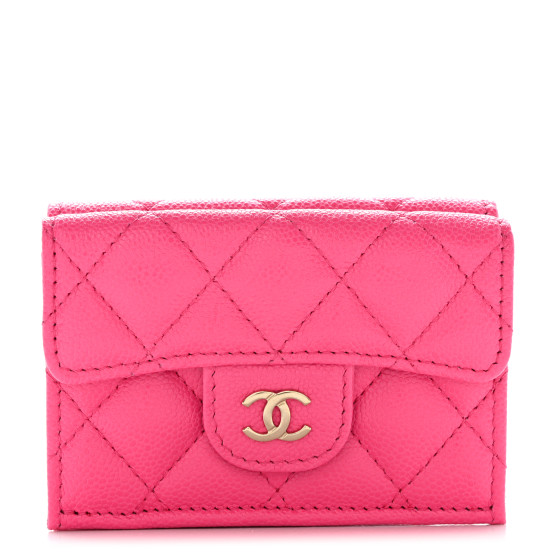 CHANEL Caviar Quilted Double Flap Wallet Bright Pink 1548368
