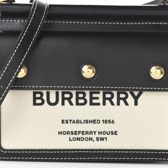 BURBERRY Smooth Calfskin Canvas Horseferry Print Mini Title