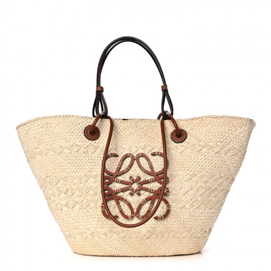 かごバッグ Anagram Basket Bag in Iraca Palm and Calfskin Natural Tan Small Anagram Basket bag in iraca palm and calfskin Red - LOEWE