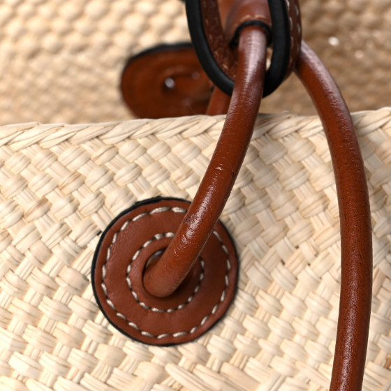 LOEWE Iraca Palm Calfskin Anagram Basket Bag Natural Tan