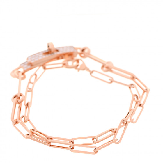 HERMES 18K Rose Gold Diamond Pave Kelly Chaine Choker