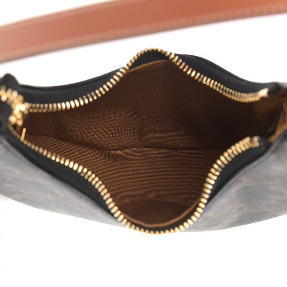 CELINE Canvas Calfskin Mini Ava Triomphe Shoulder Bag Tan