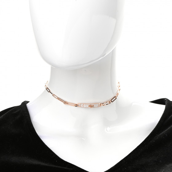 HERMES 18K Rose Gold Diamond Pave Kelly Chaine Choker