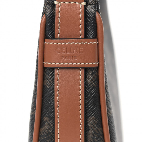 CELINE Canvas Calfskin Mini Ava Triomphe Shoulder Bag Tan