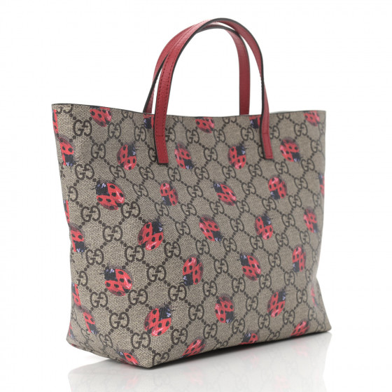 GUCCI GG Supreme Monogram Childrens Ladybug Tote Red 918720