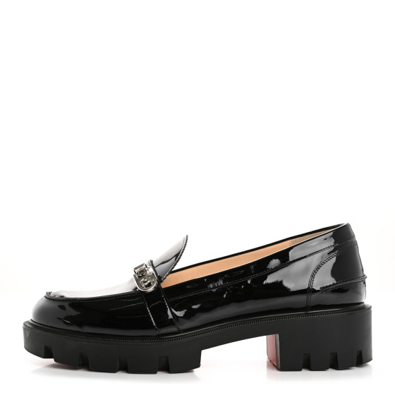CHRISTIAN LOUBOUTIN Patent Lock Woody Loafers 36.5 Black