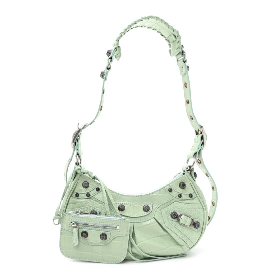 BALENCIAGA LE CAGOLE ストラップ付きバッグ BALENCIAGA Extra Supple Calfskin Crocodile Embossed Le