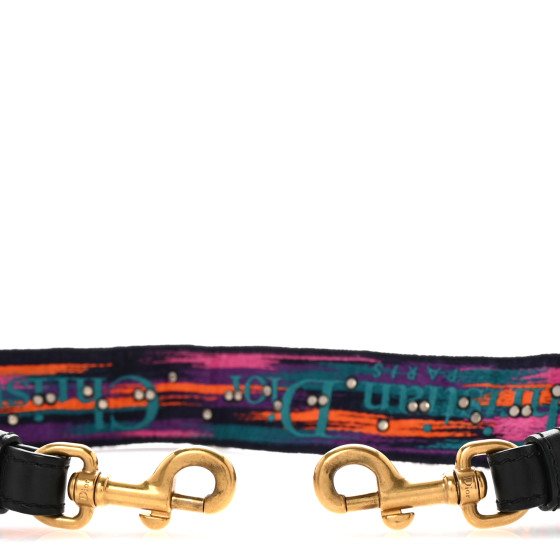 CHRISTIAN DIOR Canvas Embroidered Studded Mexico Shoulder