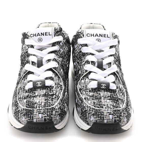 CHANEL Tweed CC Sneakers 35 Grey Black 1689857 | FASHIONPHILE