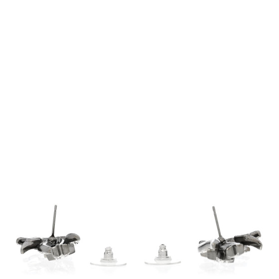 CHANEL Crystal Baguette CC Wing Star Earrings Silver 1699286