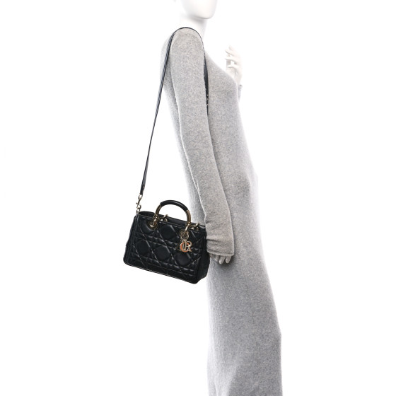CHRISTIAN DIOR Calfskin Cannage Small The Lady 95.22 Black