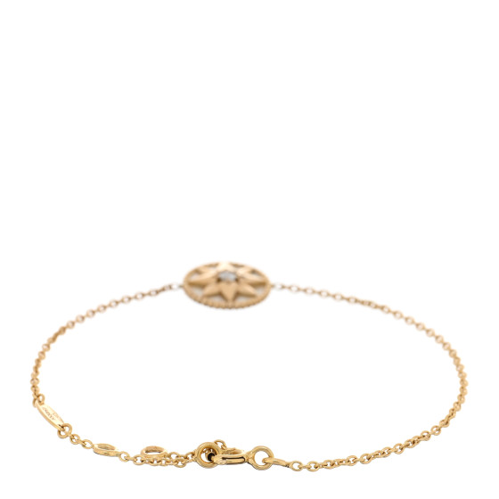 CHRISTIAN DIOR 18K Yellow Gold Diamond Mother of Pearl Rose