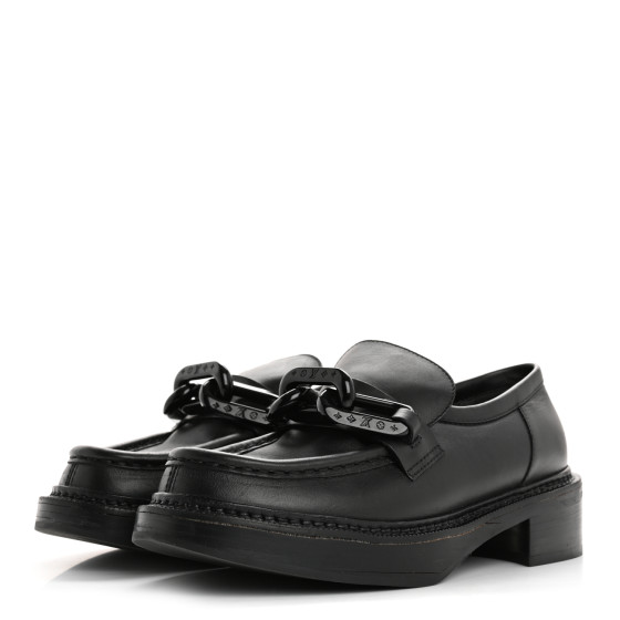 LOUIS VUITTON Calfskin Oversized Chain Academy Loafers 37.5