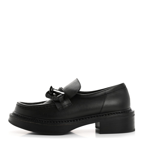 す*へ様 Louis Vuitton ブラック LOUIS VUITTON Calfskin Oversized Chain Academy Loafers 37.5