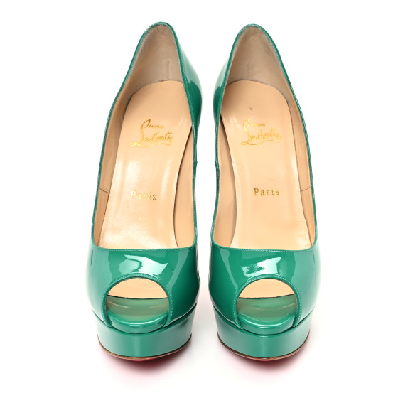 CHRISTIAN LOUBOUTIN Patent Lady Peep 150 Platform Pumps 40
