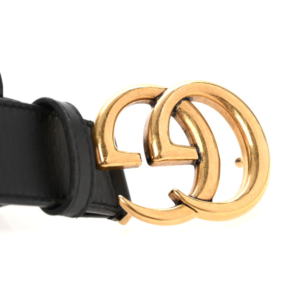 GUCCI Calfskin Double G 30mm Belt 75 30 Black 1699672