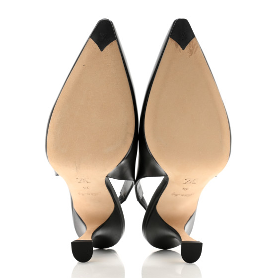 LOUIS VUITTON Calfskin Sparkle Slingback Pumps 39 Black