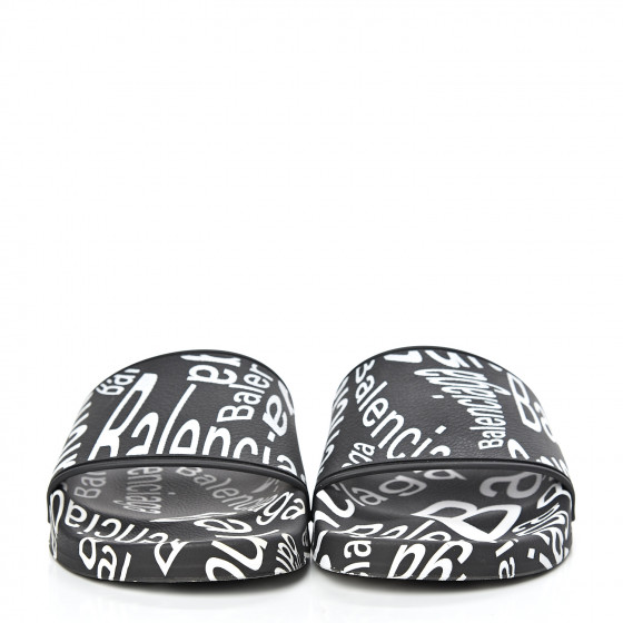 BALENCIAGA Rubber Wave Printed Womens Logo Pool Slide