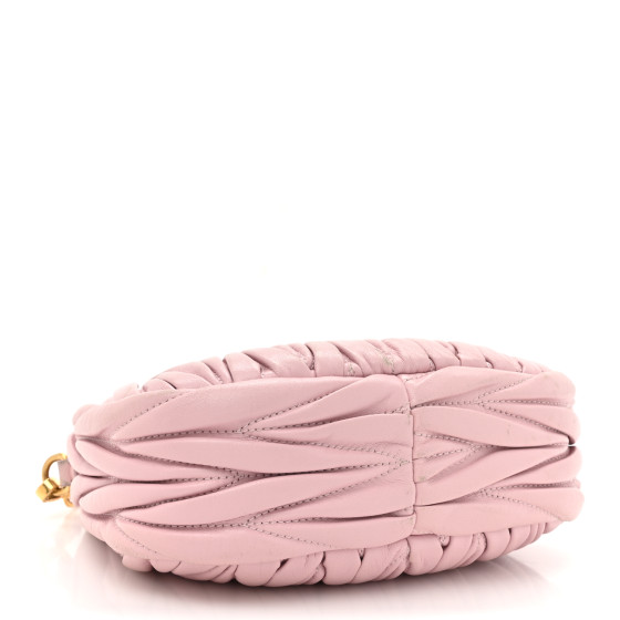 ★MiuMiu★ Patent Leather Hairpin Alabaster Pink 5IF092069F0 MIU MIU Nappa Matelasse Mini Wander Hobo Alabaster Pink