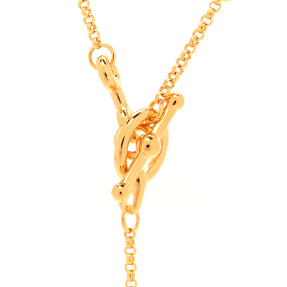 HERMES Metal Enamel Cheval Grand Parade Necklace Gold