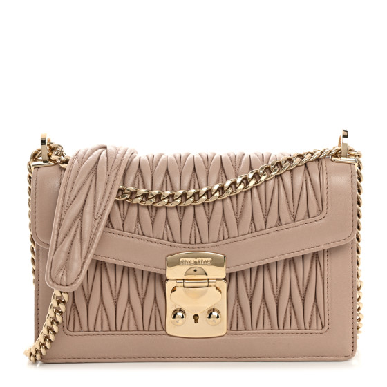 MIU MIU Lambskin Confidential Matelasse Chain Shoulder Bag