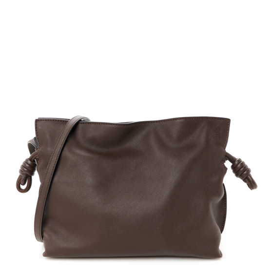 LOEWE Calfskin Mini Flamenco Knot Clutch Chocolate 1608941