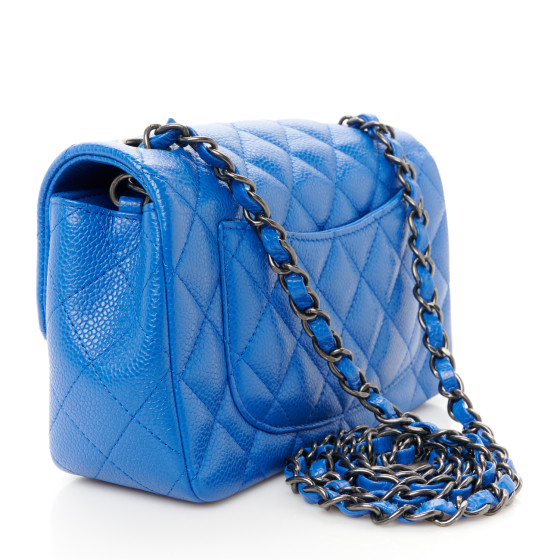 CHANEL Caviar Quilted Mini Rectangular Flap Blue 1673050