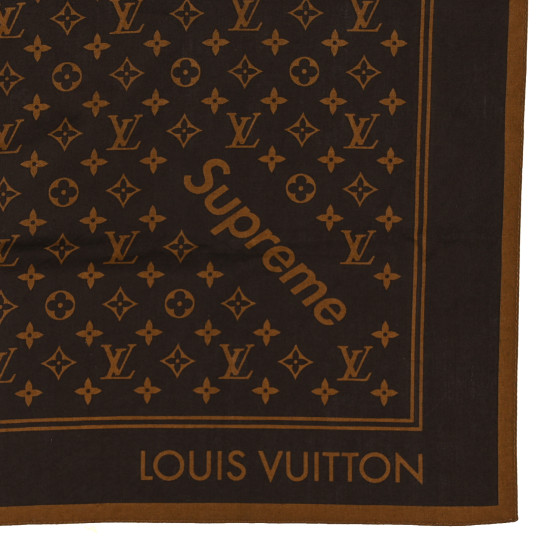 LOUIS VUITTON X Supreme Cotton Monogram Bandana Scarf Brown