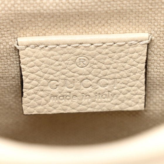 GUCCI Grained Calfskin Mini Logo Messenger Bag White 1351654
