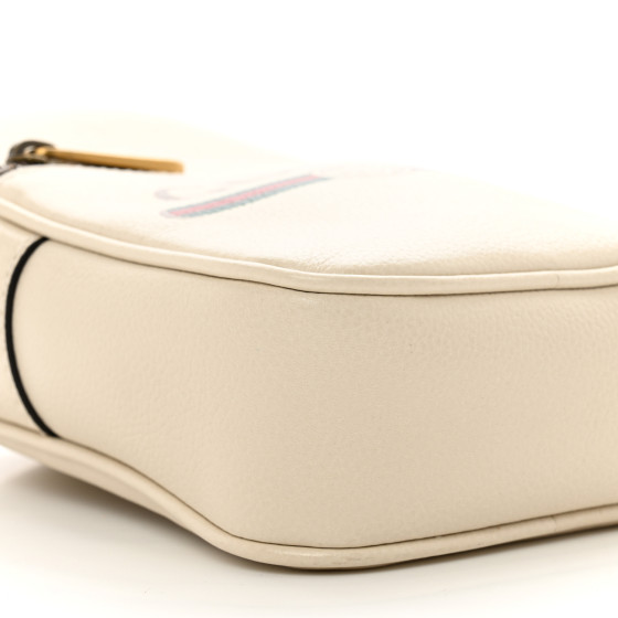 GUCCI Grained Calfskin Mini Logo Messenger Bag White 1351654