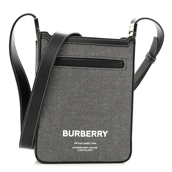 BURBERRY Canvas Horseferry Print Olympia Crossbody Black