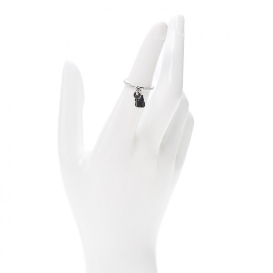 HERMES 18K White Gold Diamond Kelly Clochette Ring 50 5.25