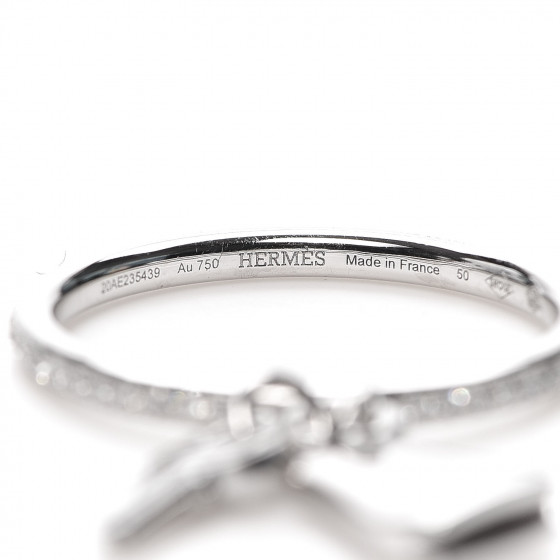 Hermes Kelly Clochette ring white gold diamonds【関税込】 HERMES 18K White Gold Diamond Kelly Clochette Ring 50 5.25