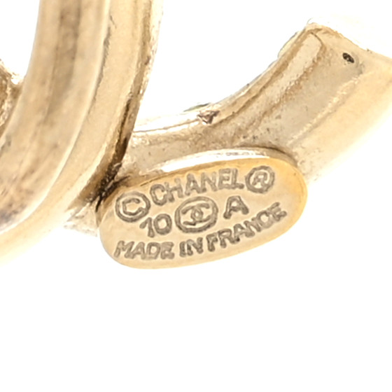 CHANEL CC Hoop Earrings Gold 1346644 | FASHIONPHILE