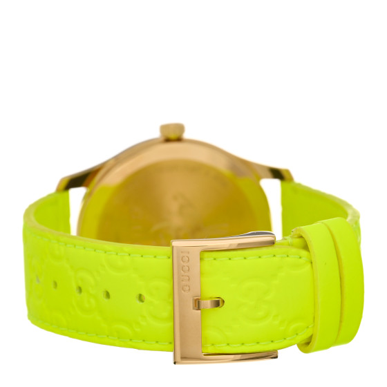 稀少 GUCCI(グッチ)G-Timeless Yellow Dial Quartz Unisex Watch GUCCI Stainless Steel Calfskin 38mm G-Timeless Quartz Watch