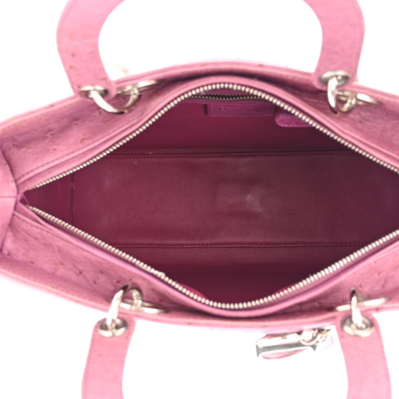 CHRISTIAN DIOR Ostrich Large Lady Dior Pink 1443011