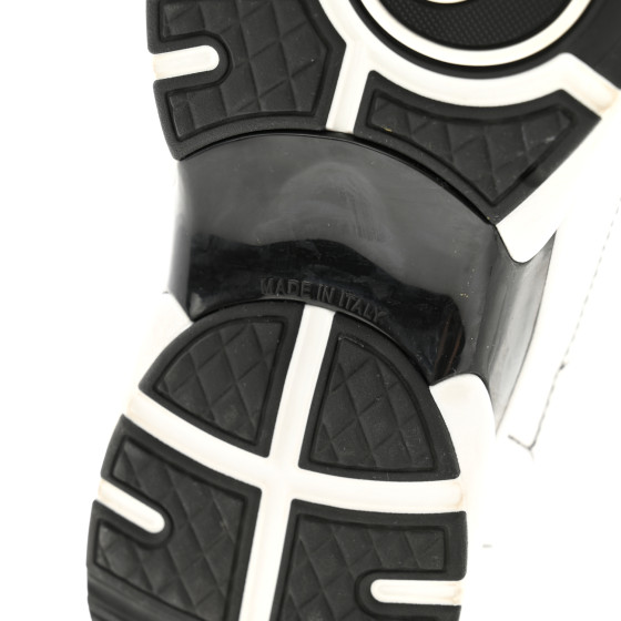 CHANEL Cotton Womens CC Sneakers 37 White Black 1574371