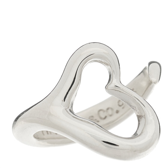 TIFFANY Sterling Silver Elsa Peretti Open Heart Ring 50 5.5