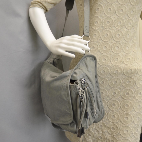 ALEXANDER WANG Leather Iris Messenger Bag Grey 29895
