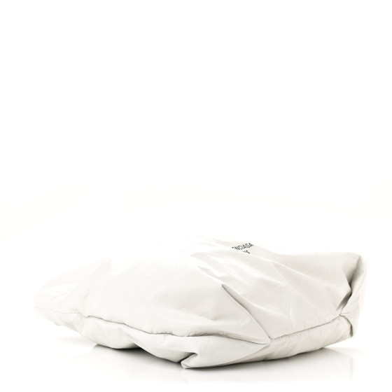 BALENCIAGA Crushed Calfskin Crush XS Chain Tote Optic White