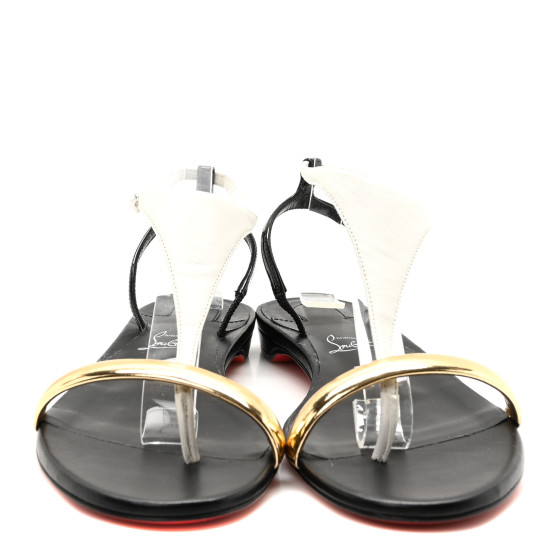 CHRISTIAN LOUBOUTIN Nappa Patent Athinita Flat Sandals 35