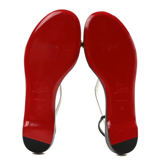 CHRISTIAN LOUBOUTIN Nappa Patent Athinita Flat Sandals 35