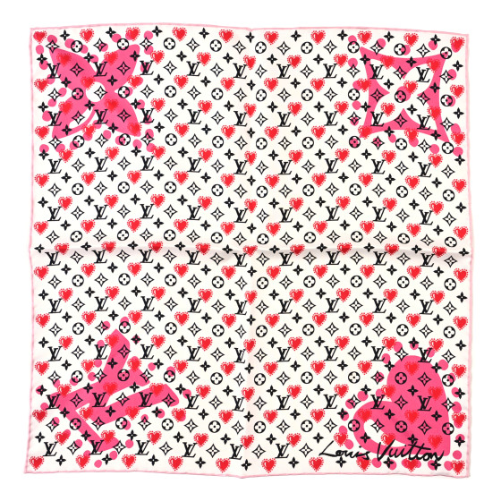 LOUIS VUITTON Silk I LV U Square 45 Scarf Pink White 1637952