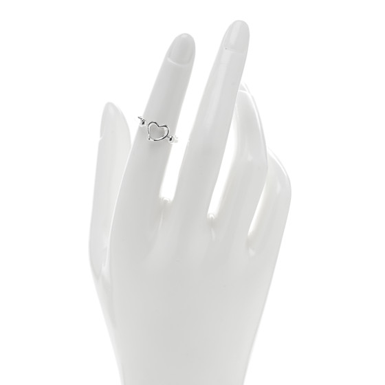 TIFFANY Sterling Silver Elsa Peretti Open Heart Ring 49 4.75