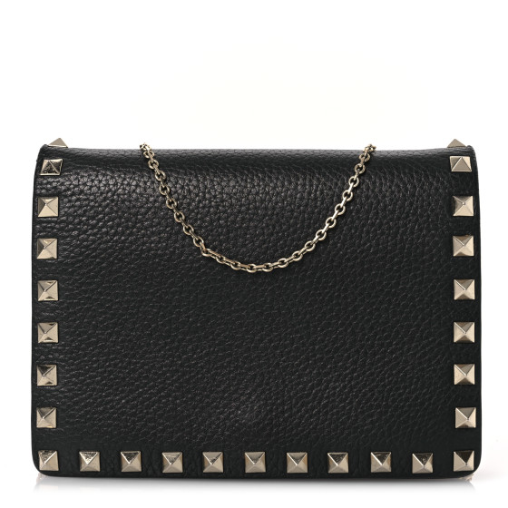 VALENTINO GARAVANI Pebbled Calfskin Rockstud Wallet On Chain