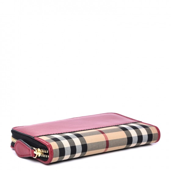 BURBERRY Calfskin Horseferry Check Medium Marston Zip Around