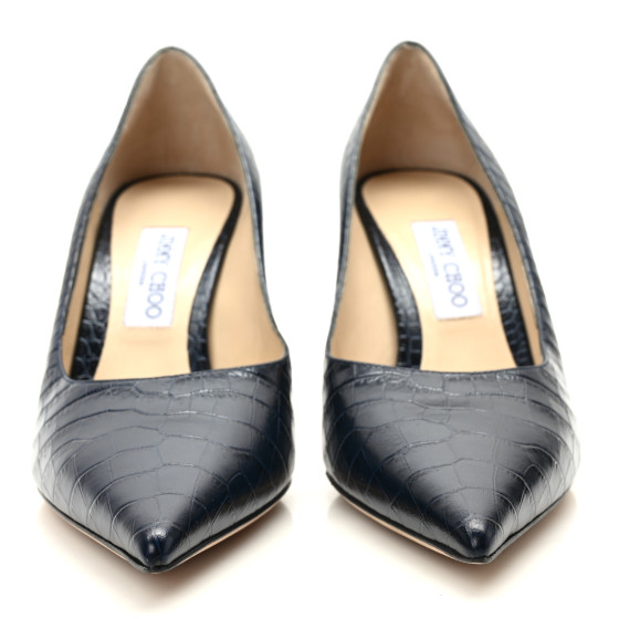 JIMMY CHOO アマラ 85 エンヘリッシュト ミュル 【関税込】 JIMMY CHOO Crocodile Embossed Calfskin Love 85 Pump 41 Black