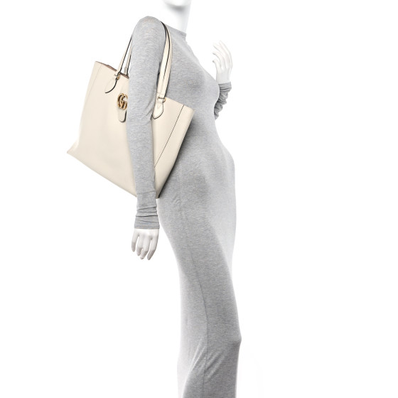 GUCCI New Sakai Calfskin Lux Medium Dahlia Tote Mystic White