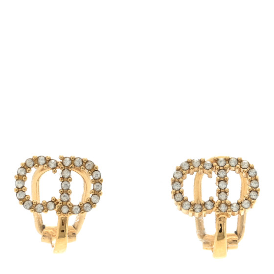 CHRISTIAN DIOR Crystal Clair D Lune Clip On Earrings Gold