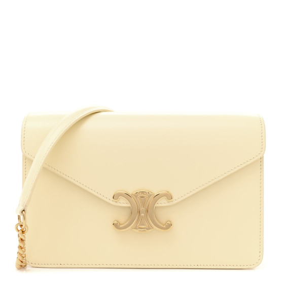 ショルダーバッグ・ポシェット Celine Celine Wallet On Chain Triomphe Shiny Calfskin Sunlig CELINE Shiny Calfskin Triomphe Margo Wallet on Chain